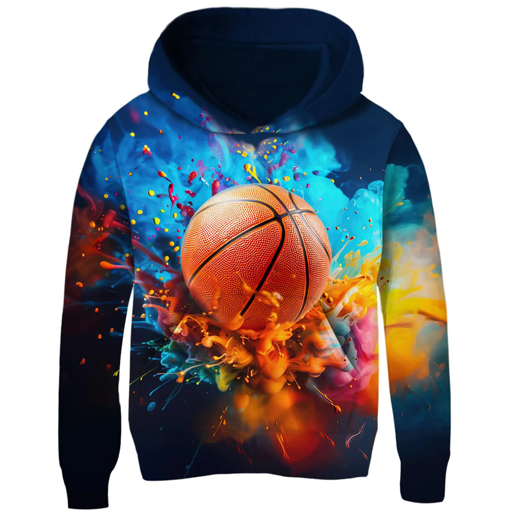 uideazone Kids Pullover Sweatshirts Cool 3D Basketball Black Hoodies for Boys Fashion Fleece Fall Winter Pullover Hoody Casual school party