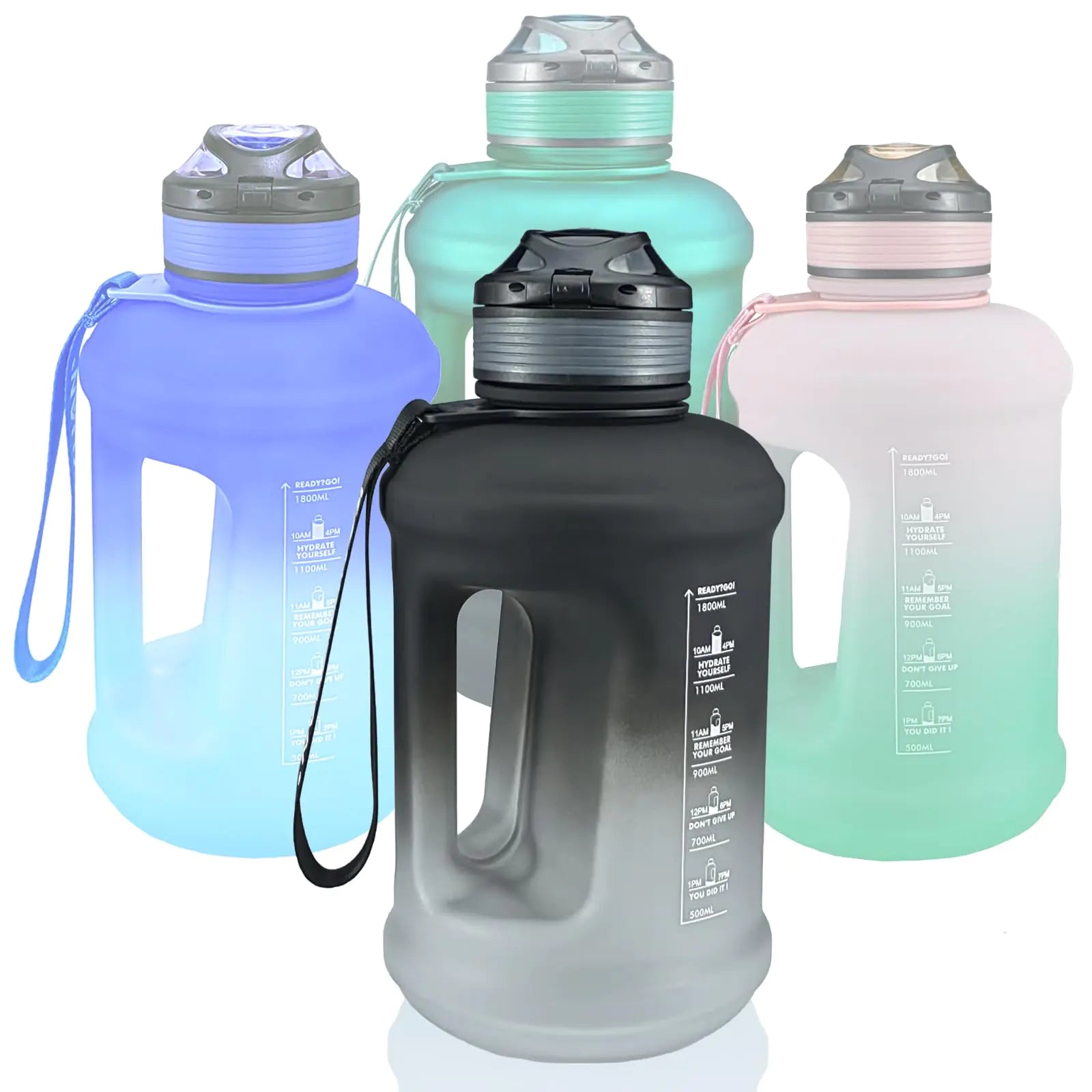 POPOACTI Sports Water Bottle 63 Oz/1800mL Leak Proof BPA Free Travel Outdoor For Men Women (Gradient_Black)