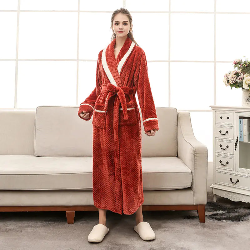 Winter Couple Pajamas and Bathrobe Set for Women
