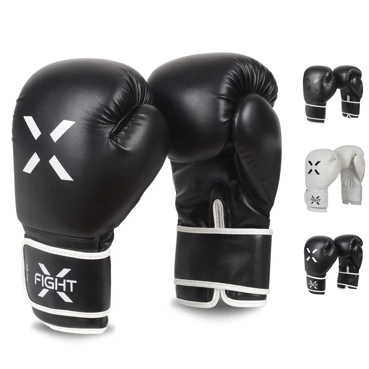 FightX Boxing Gloves MMA Heavy Bag Boxing Gloves for Adults Boxing Practice Gloves Men and Women Lightweight Boxing Gloves for Training & Sparring Gloves Boxing for Kickboxing (Black/White12oz)