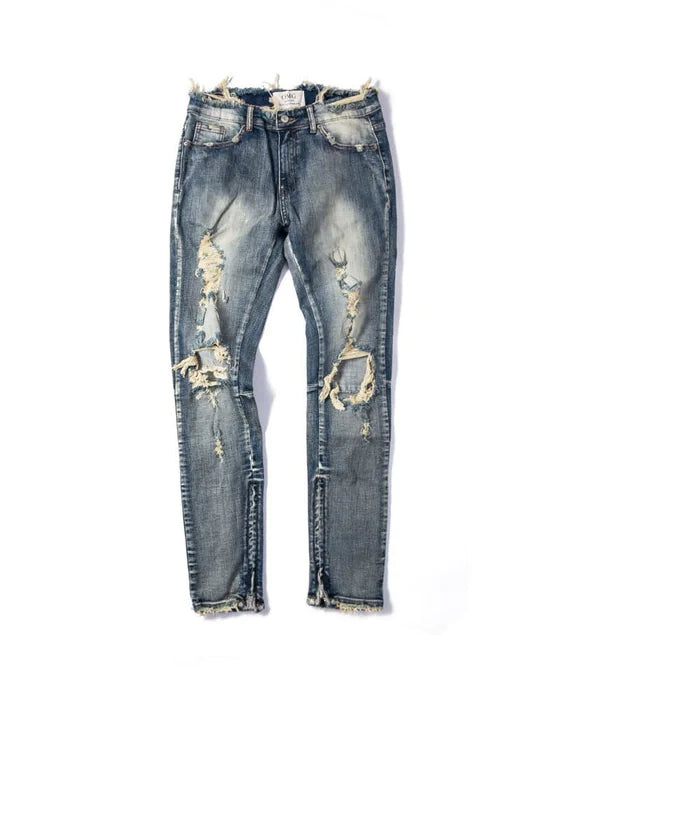 Zipper Cuffed Pants, Jeans, Distressed Pants