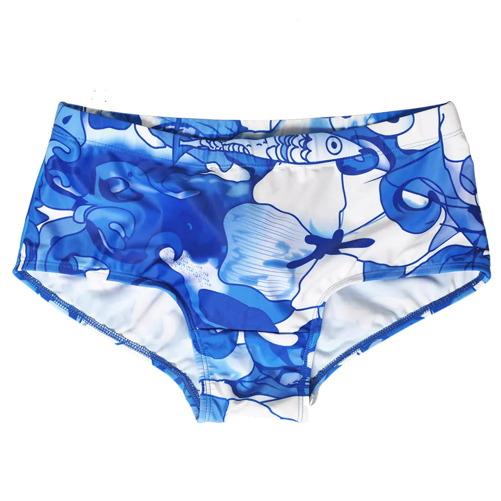 Men's Japanese Style Printed Square Swim Trunks
