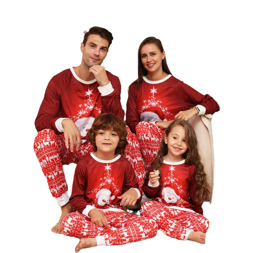 2023 Cartoon Snowman and Reindeer Family Pajamas
