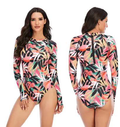 Long Sleeve One-Piece Surfing Swimsuit – Women's UV Protection Rash Guard