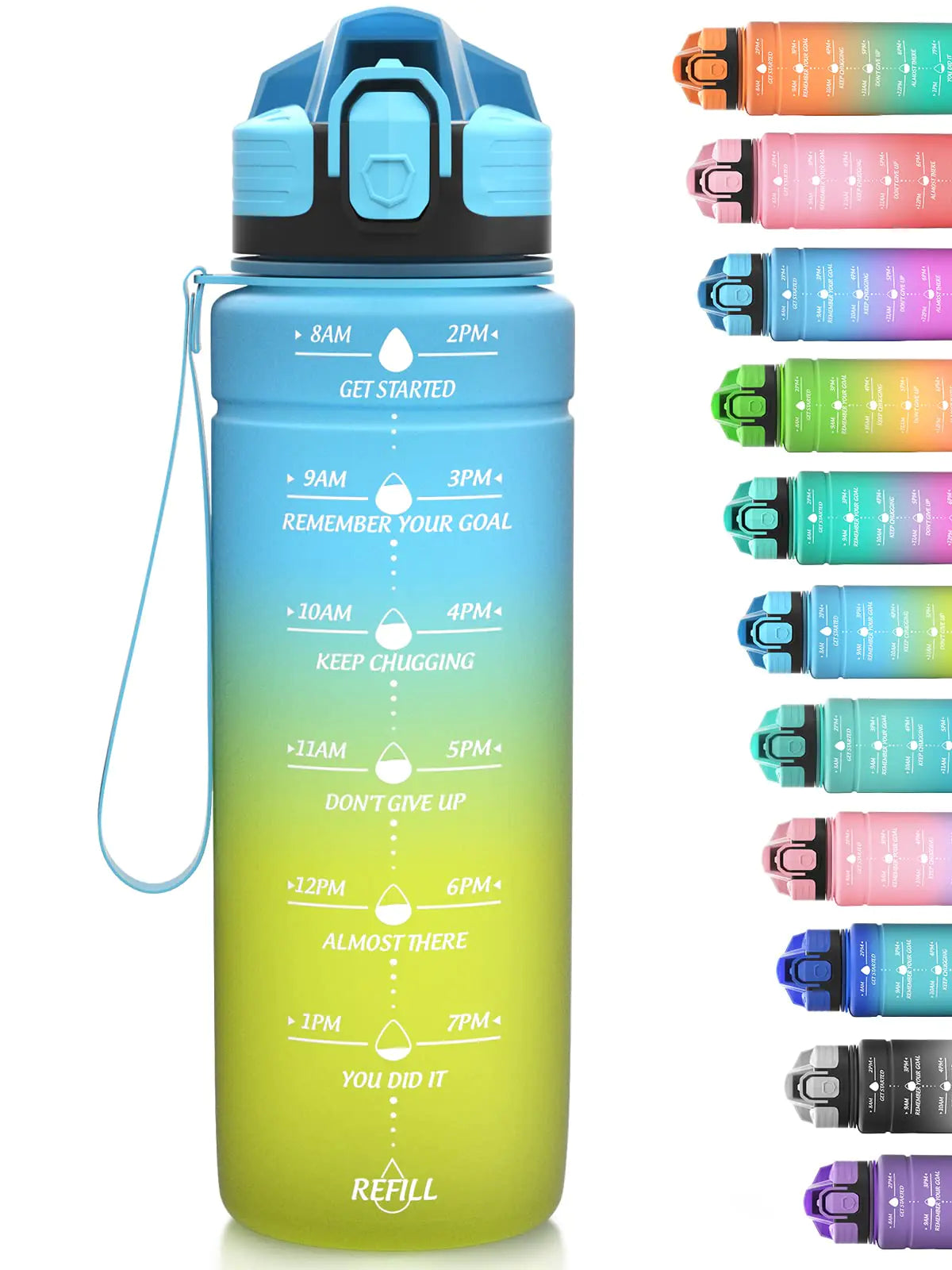 Niggeey 17oz 24oz 32oz Water Bottles Motivational Water Bottle with Time Marker Leakproof & BPA Free Tritan Material Drinking Sports Water Bottle Perfect for Fitness Gym & School