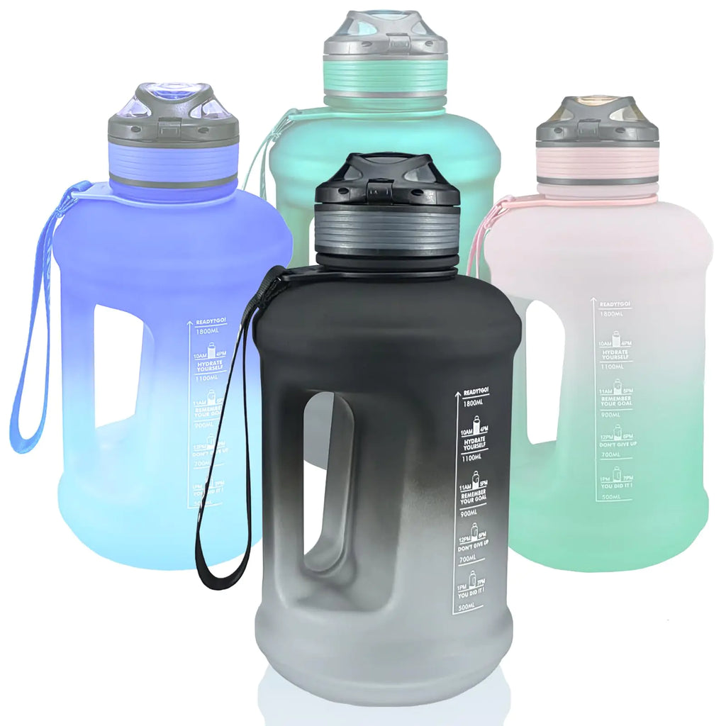 POPOACTI Sports Water Bottle 63 Oz/1800mL Leak Proof BPA Free Travel Outdoor For Men Women (Gradient_Black)