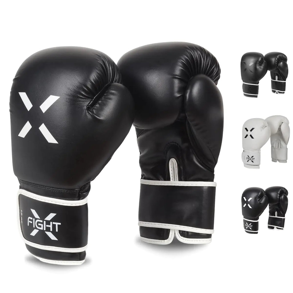FightX Boxing Gloves MMA Heavy Bag Boxing Gloves for Adults Boxing Practice Gloves Men and Women Lightweight Boxing Gloves for Training & Sparring Gloves Boxing for Kickboxing (Black/White12oz)