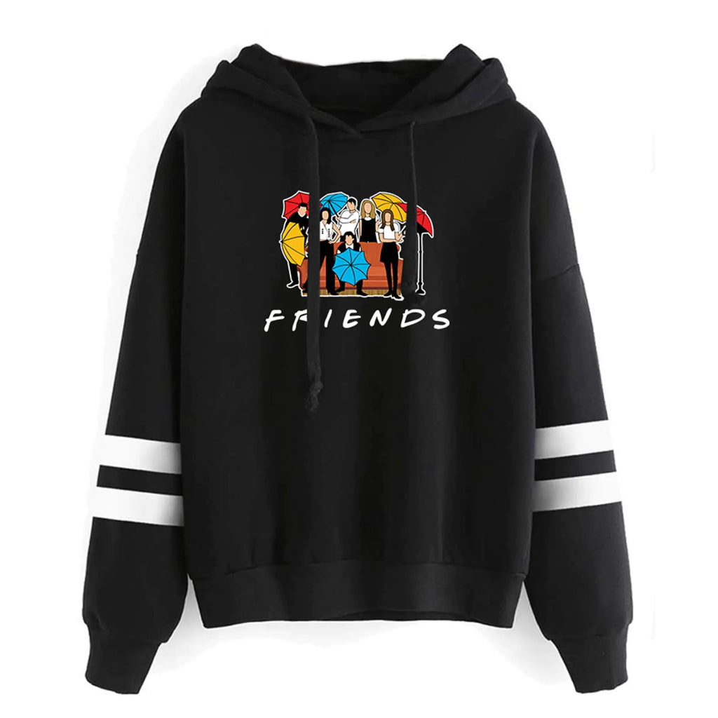 Aganmi Fashion Friend Sweatshirt Hoodie Women Graphic Hoodies Pullover Funny Hooded Sweater Tops Clothes (Black L)