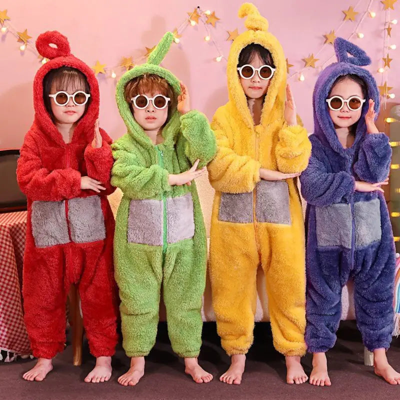 Thickened Coral Fleece Anti-Kick Pajamas for Kids