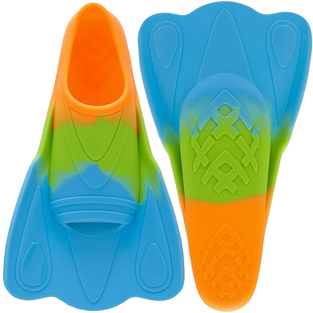 Kids Swim FinsShort Youth Swim Flippers for Kids Swimming Training Fins for Lap Swimming Pool Snorkeling for Children Girls Boys Beginner