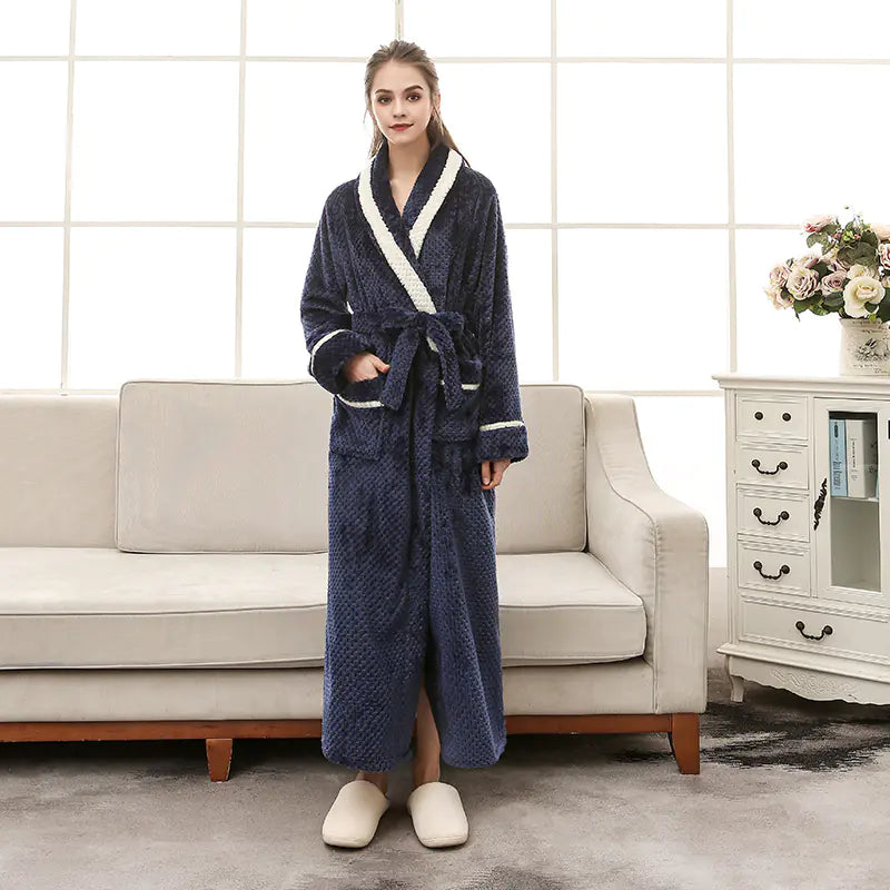 Winter Couple Pajamas and Bathrobe Set for Women