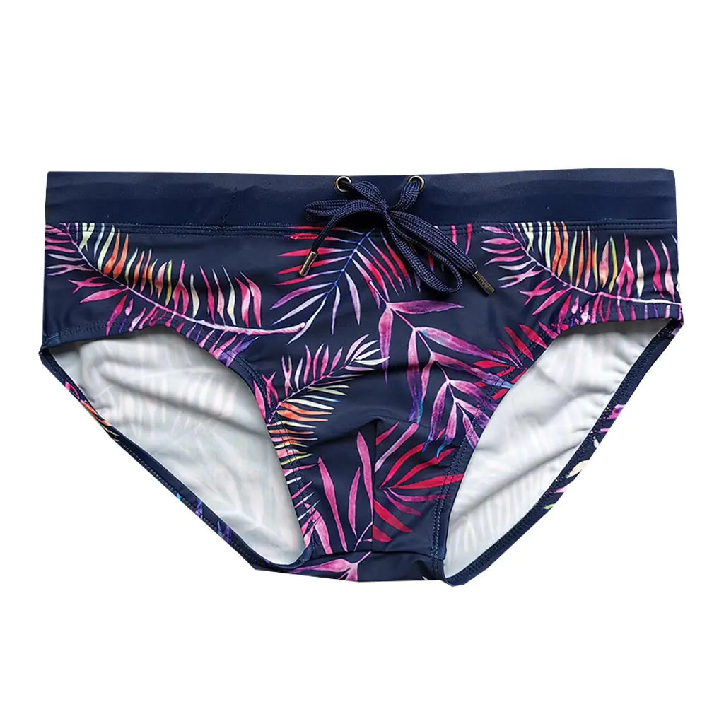 3D Fashion Beach Swim Trunks with Color Leaf Print