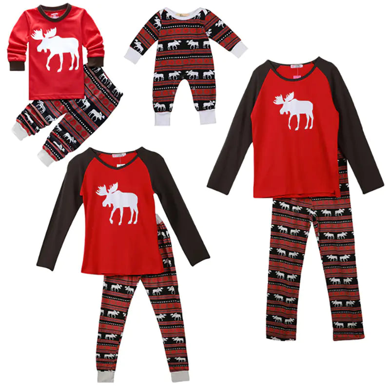 2020 Family Christmas Pajamas with Reindeer Print