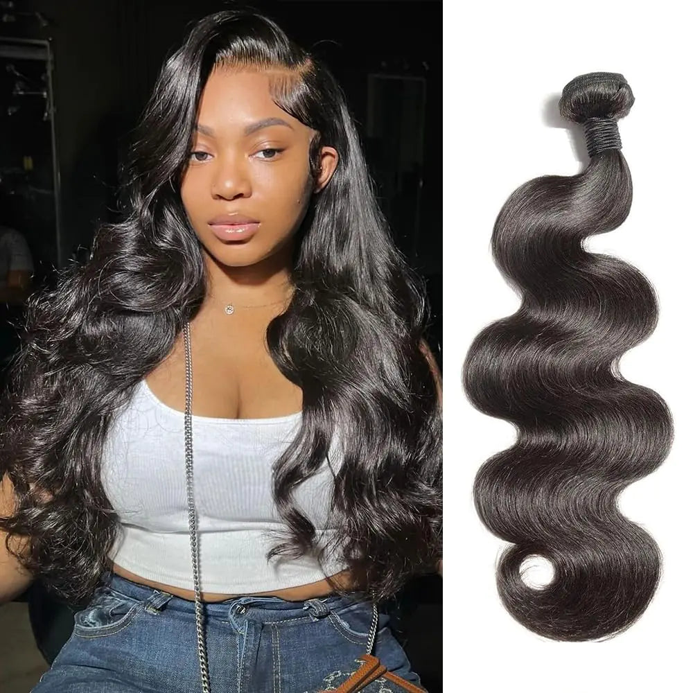 16 Inch Body Wave (3)Bundles Human Hair 12A Human Hair Bundles Quick Weave Bundles Human Hair 100% Brazilian Bundels Human Hair Real Hair Extensions Natural Black Wavy Bundels Human Hair for Women