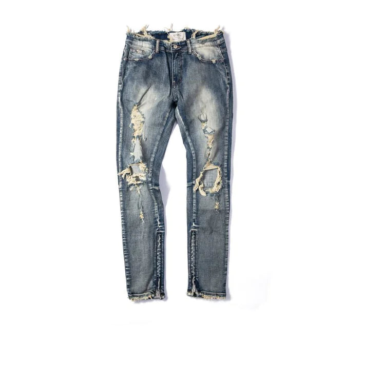 Zipper Cuffed Pants, Jeans, Distressed Pants