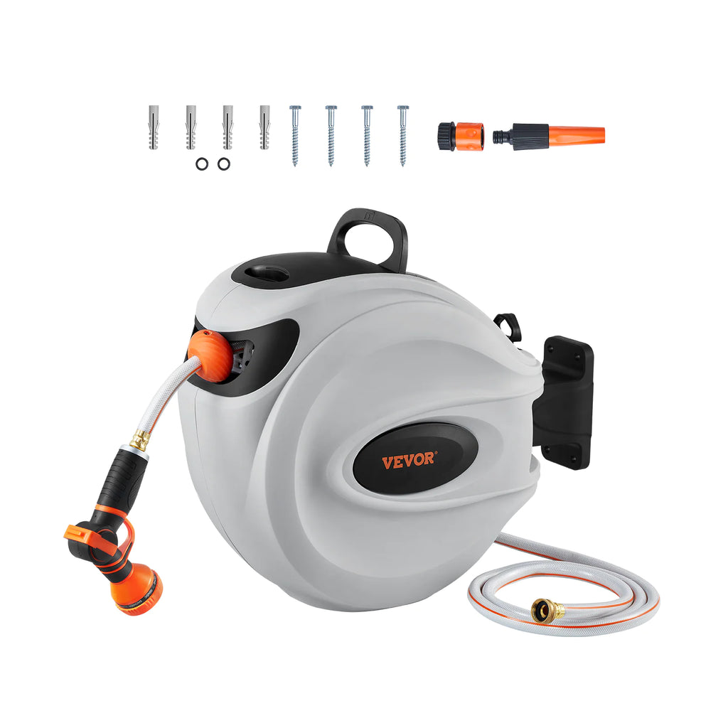 VEVOR Retractable Hose Reel Water Hose Reel Swivel Wall-Mounted