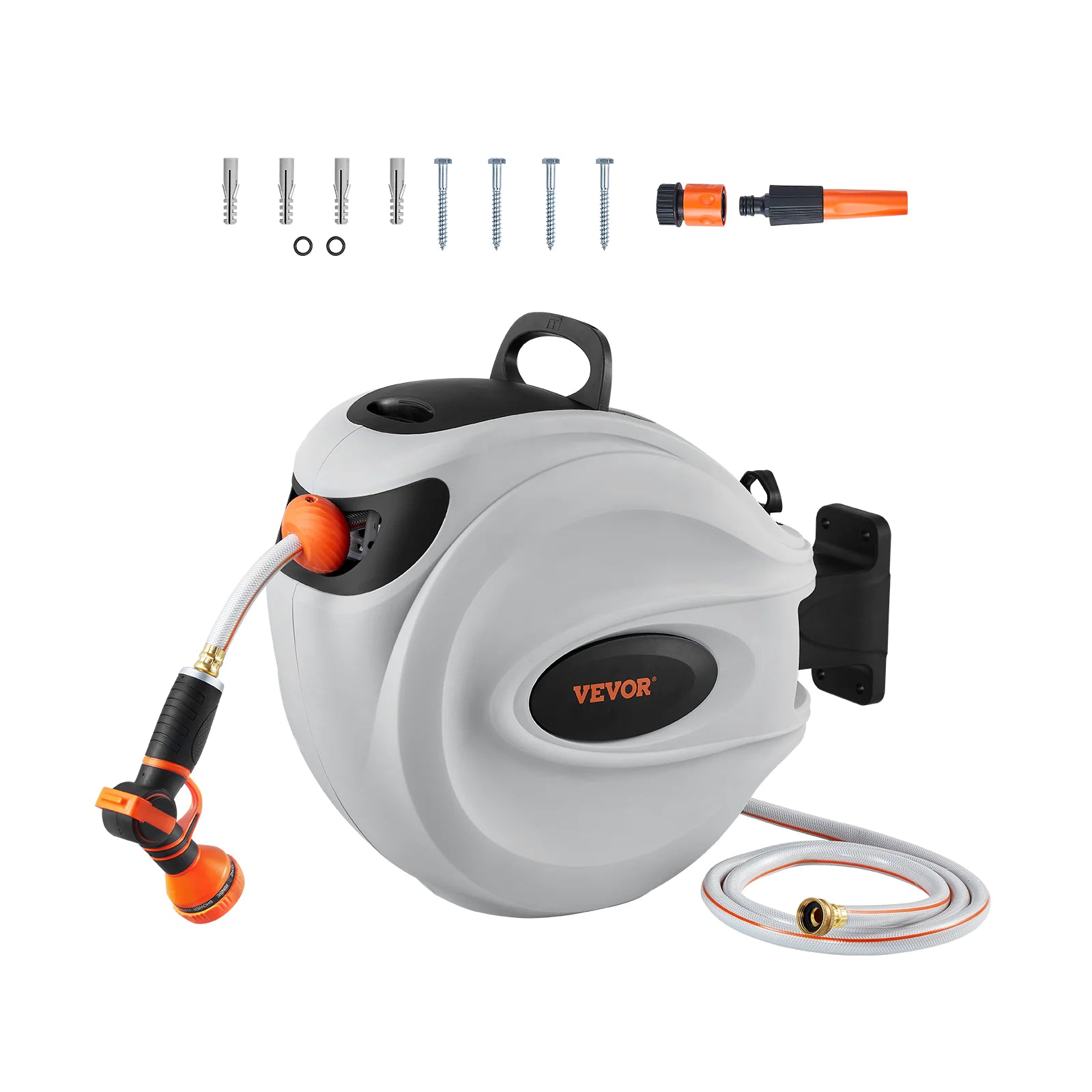 VEVOR Retractable Hose Reel Water Hose Reel Swivel Wall-Mounted