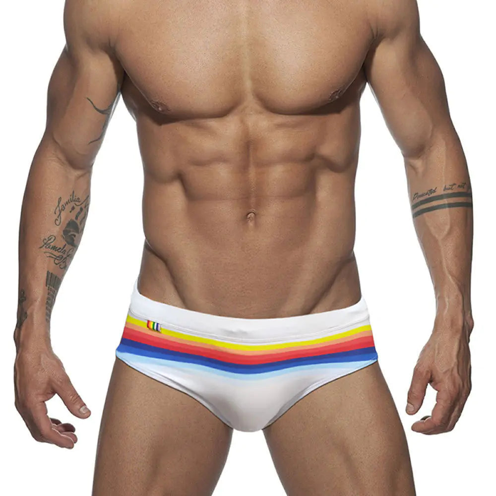 Men's Stylish Colorful Striped Triangle Swim Trunks