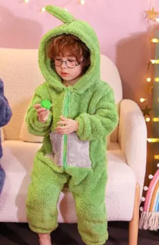 Thickened Coral Fleece Anti-Kick Pajamas for Kids