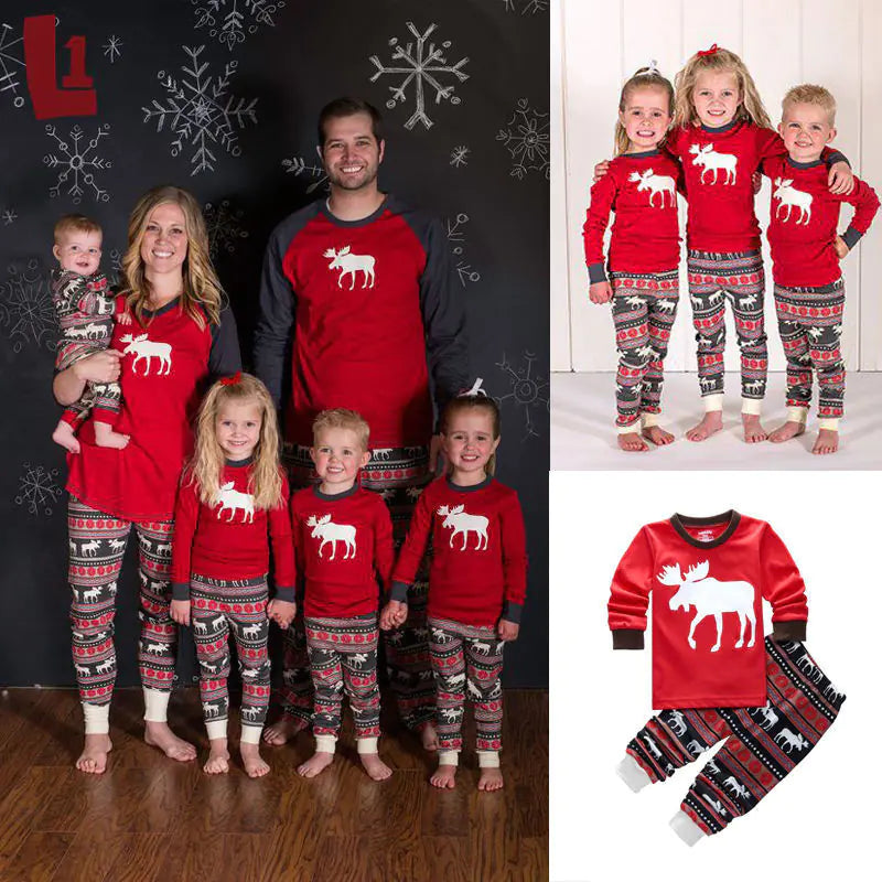 2020 Family Christmas Pajamas with Reindeer Print