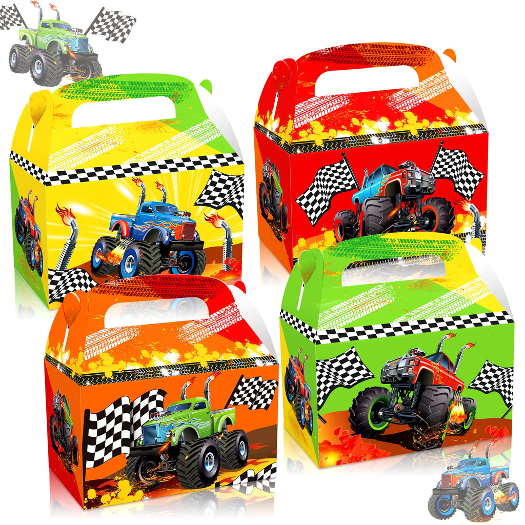 Roaring Good Time 12 PCS Monster Trucks Party Favor Boxes Monster Trucks Party Supplies Monster Trucks Party Favors Monster Trucks Tablecloth Monster Trucks Birthday Decoration