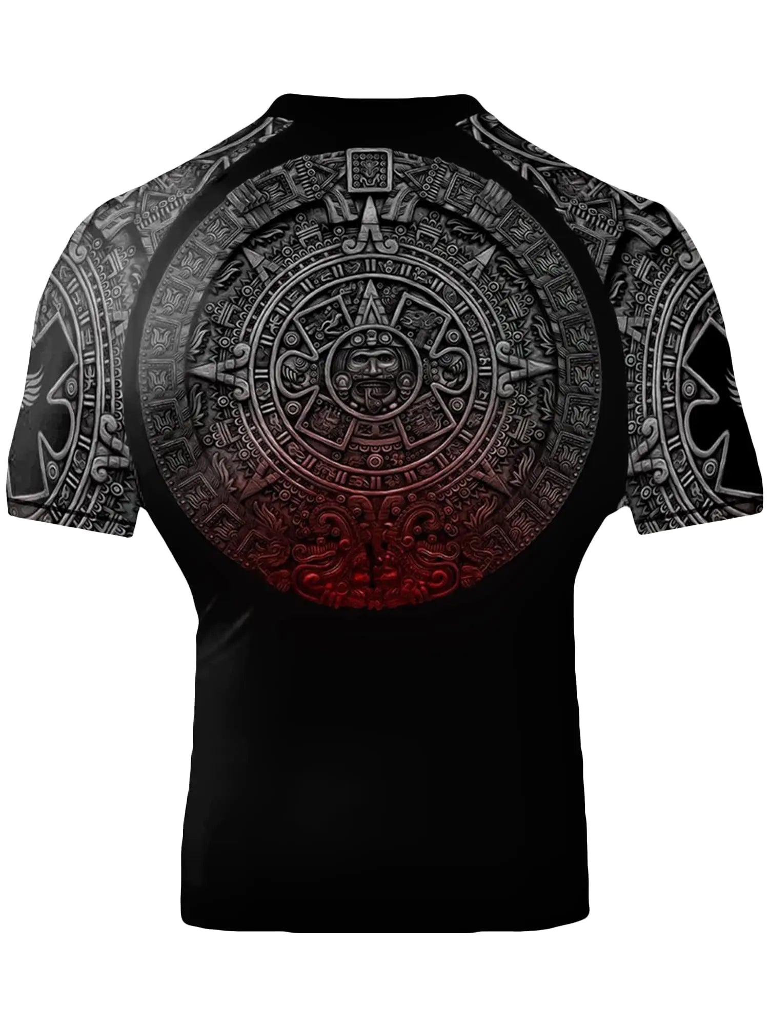 Raven Fightwear Mens Aztec Ranked Jiu Jitsu BJJ Rash Guard Short Sleeve MMA Black Medium