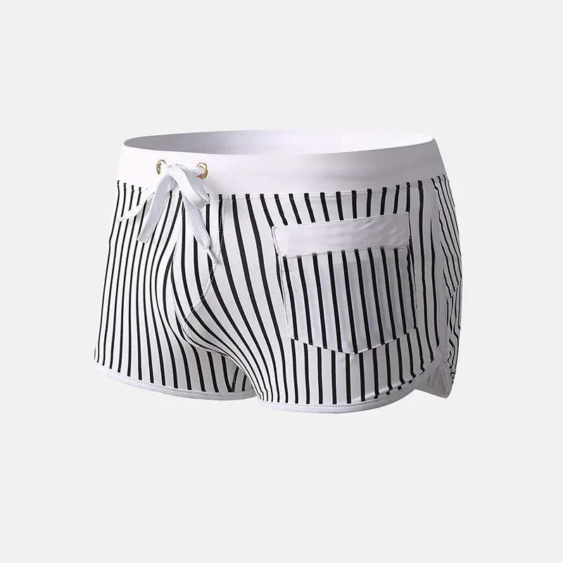 Men's Double-layer Anti-glare Vertical Stripe Swim Shorts