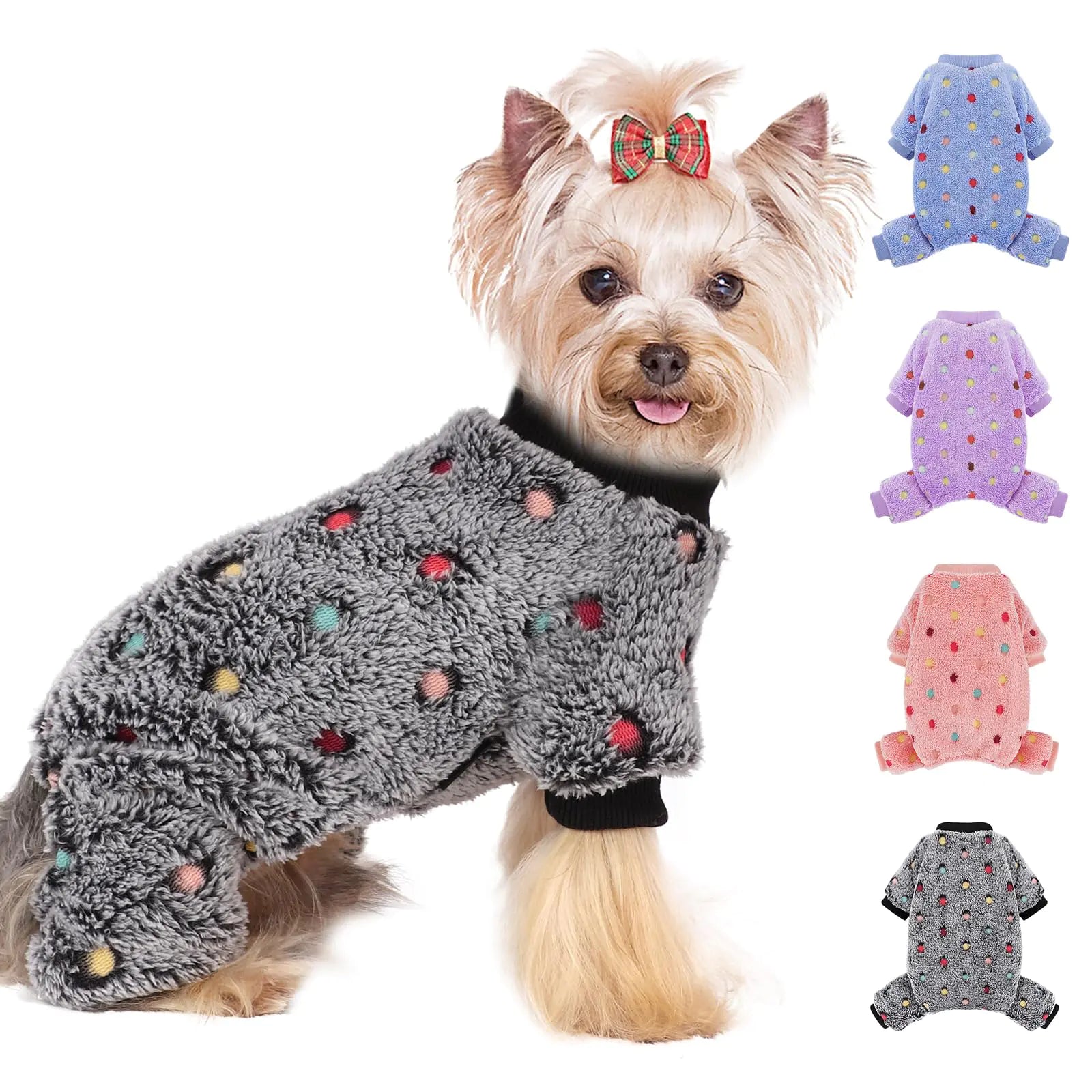 Dog Pajamas XXX-Small Sized Dog Dog Sweater Pet Dog Pajamas Jammies Puppy Outfits for XXXS Dogs Female Male Winter Dog Clothes Doggy Puppy Pajamas for 3XS Dogs Girl (Grey XXXS
