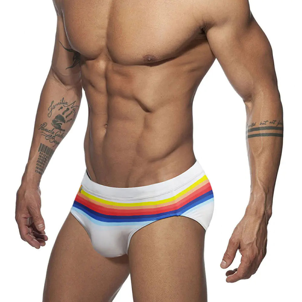 Men's Stylish Colorful Striped Triangle Swim Trunks