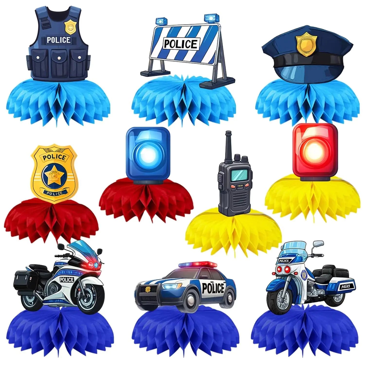 9 Pcs Police Centerpieces Police Birthday Party Decorations Police Party Decorations Police Party Favors