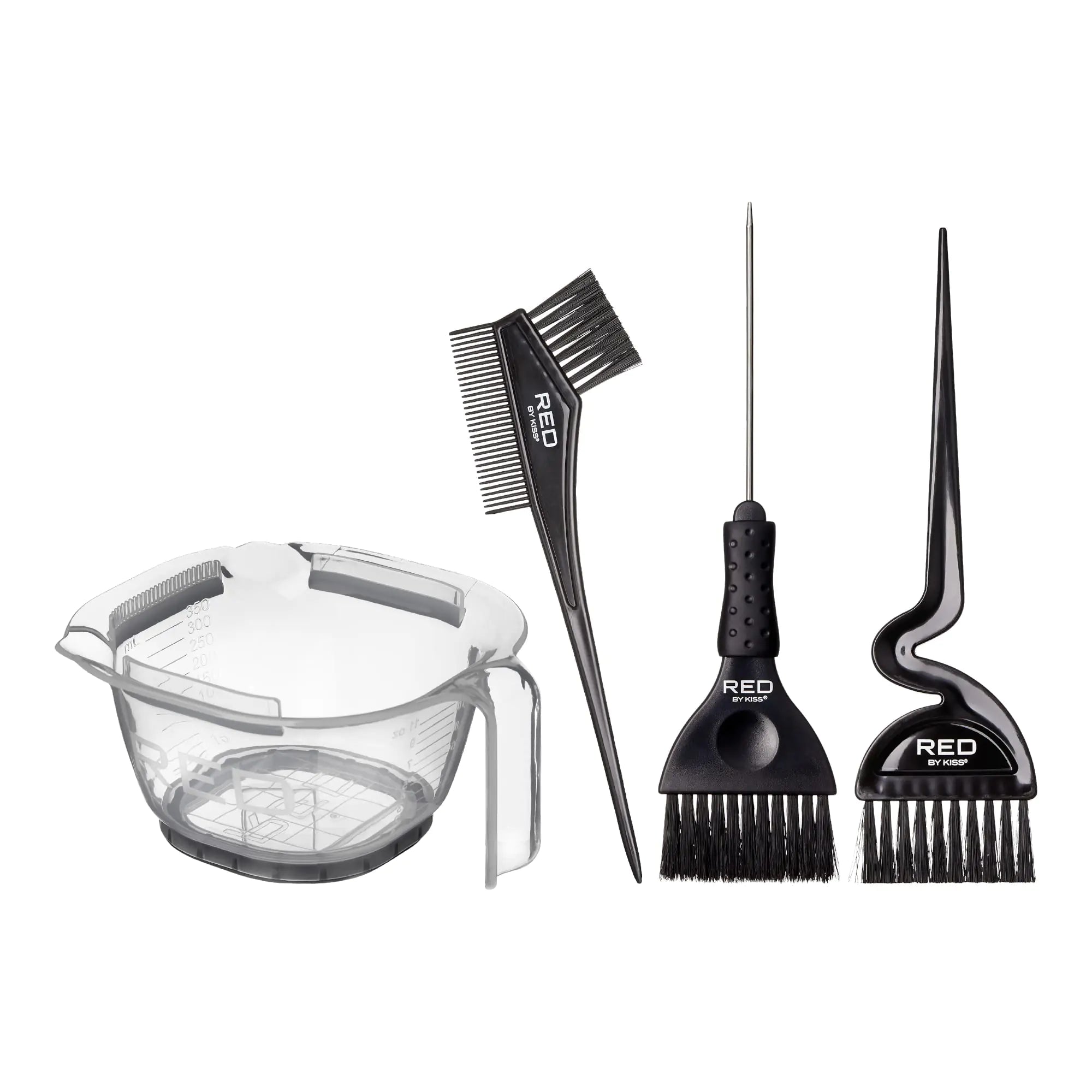 Red by Kiss Hair Dye Coloring Kit Hair Dye Mixing Bowl and Dye Brush 3PCS Hair Color Hair Bleach Set (Clear)