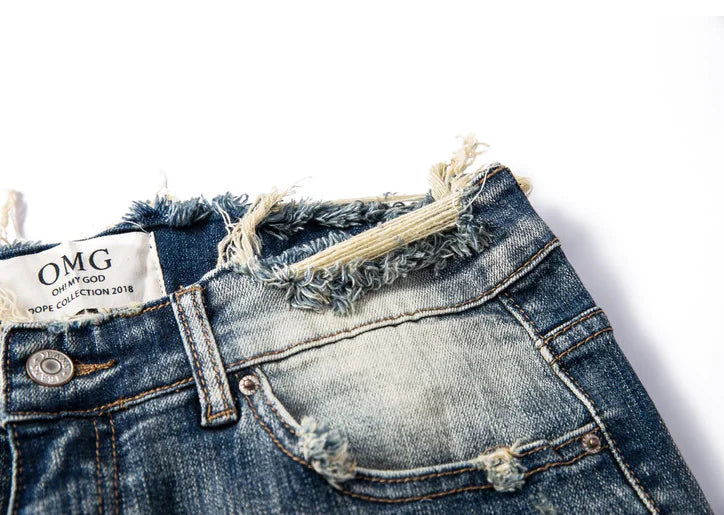 Zipper Cuffed Pants, Jeans, Distressed Pants