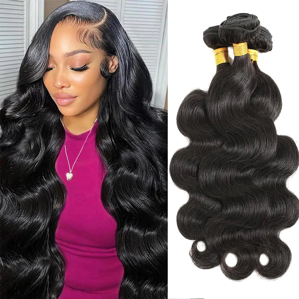 Body Wave Bundles Human Hair 12A Human Hair Bundles 20 22 24 Inch 100% Unprocessed Brazilian Virgin Hair 3 Bundles Human Hair Body Wave Human Hair Extensions Bundles Human Hair Natural Black