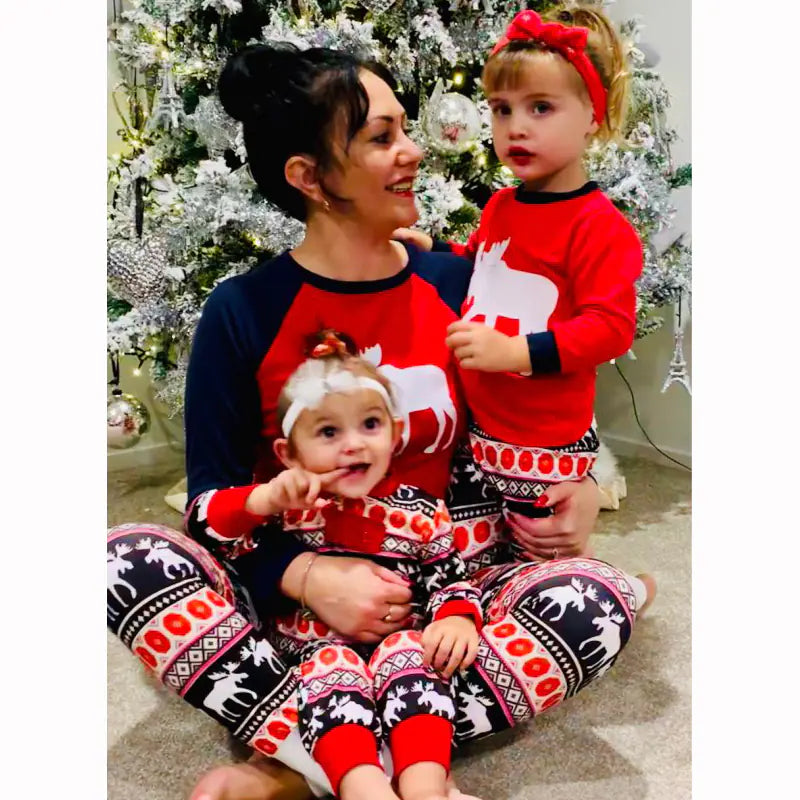 2020 Family Christmas Pajamas with Reindeer Print