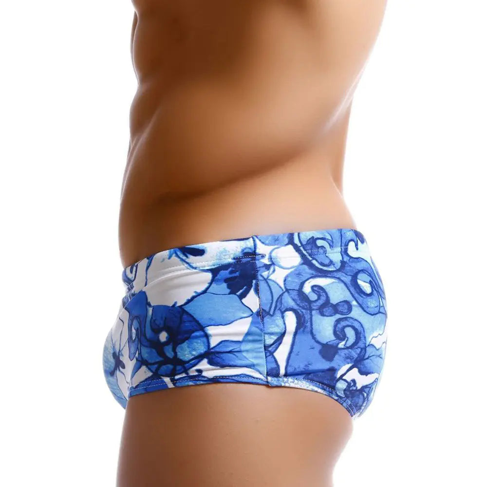 Men's Japanese Style Printed Square Swim Trunks