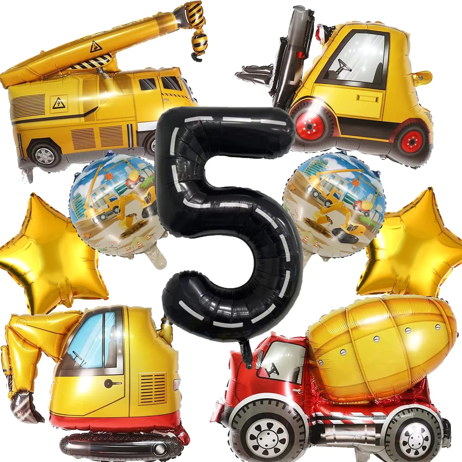 Construction Truck Balloons Construction Birthday Party Supplies Construction Trucks Party Decorations for Boys 5th Birthday Party Construction Tractor Themed Birthday Party Favor