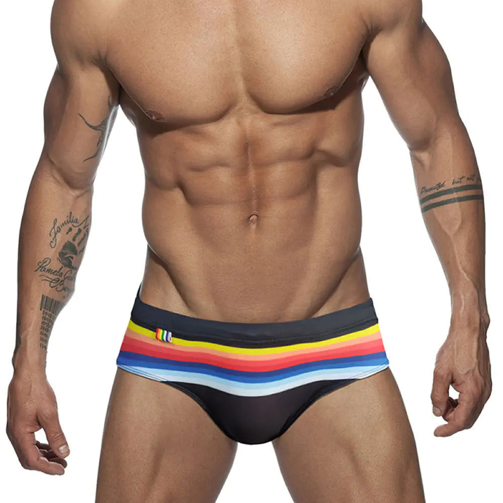 Men's Stylish Colorful Striped Triangle Swim Trunks