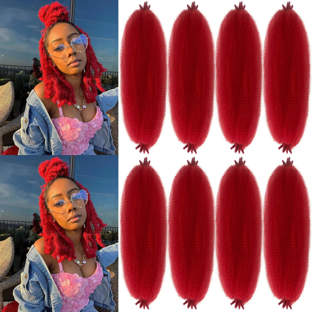Red Springy Afro Twist Hair 8 Packs Marley Twist Braiding Hair for Butterfly Locs Crochet Hair Synthetic Kinky Twist Braiding Hair 24 Inch Long Kinky Braiding Hair for Mini Yanky Twist Hair