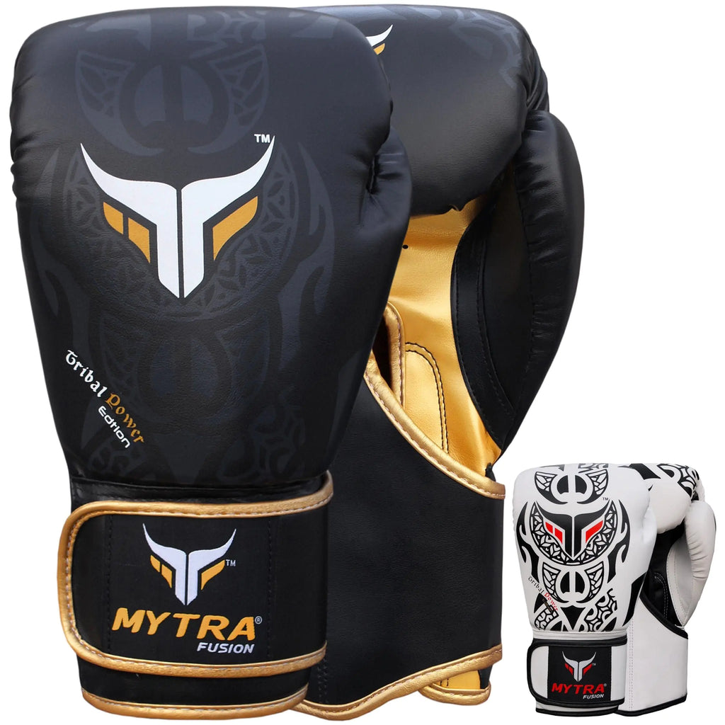 Mytra Fusion Boxing Gloves – Kickboxing Gloves for Men & Women Boxing Training Gloves MMA Muay Thai Gloves Punching Gloves (18-oz Black)