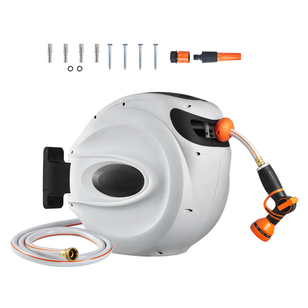 VEVOR Retractable Hose Reel Water Hose Reel Swivel Wall-Mounted