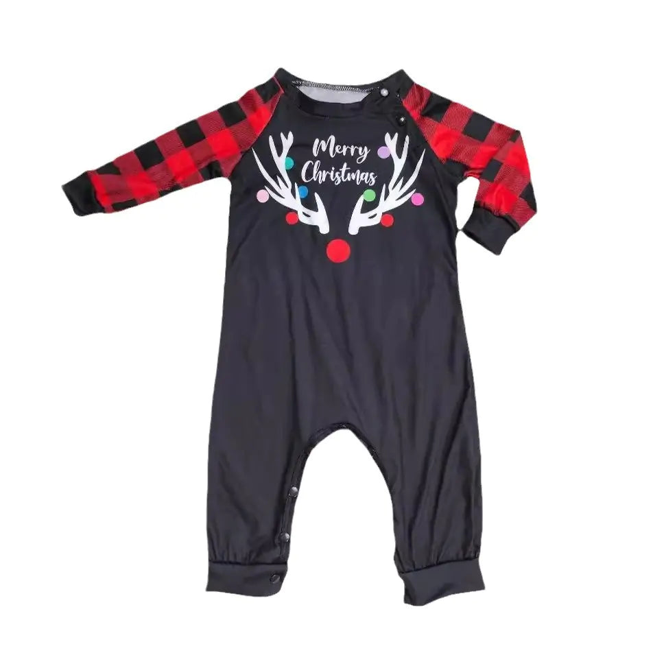 Family Matching Christmas Pajamas with Antler Print