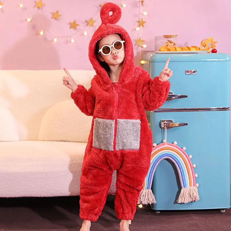 Thickened Coral Fleece Anti-Kick Pajamas for Kids