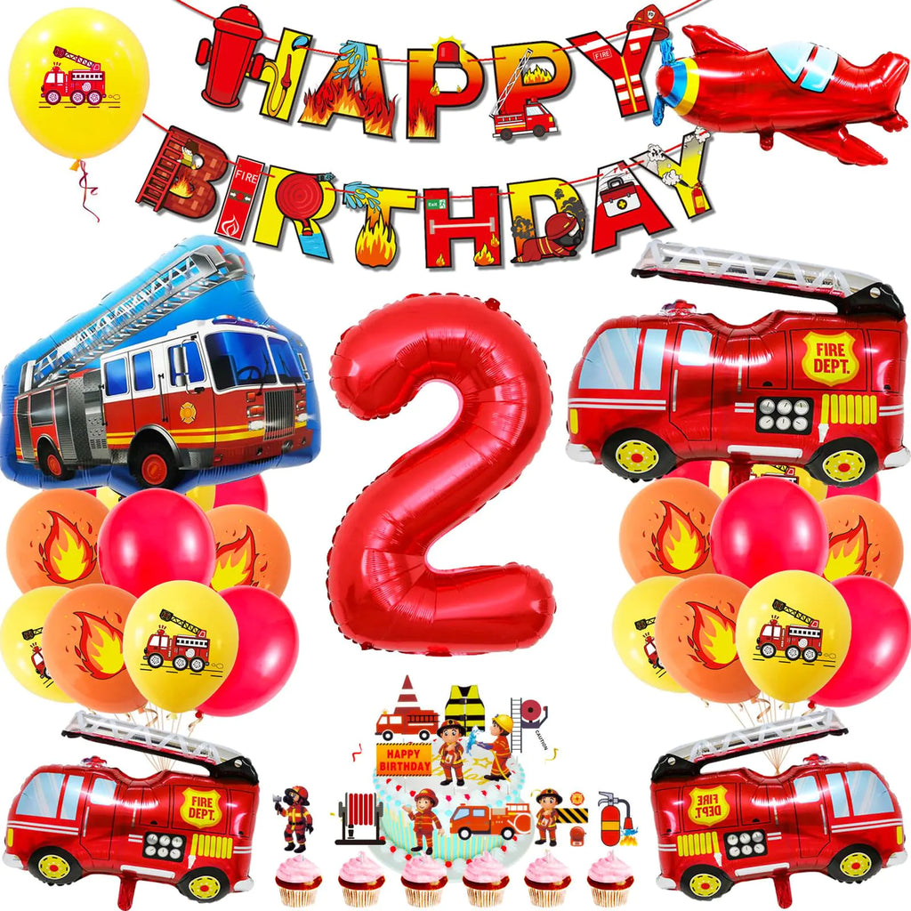 Fire Truck Party Decorations 2 Years OldFire Truck Birthday Party Balloons Fire Party Balloons Jumbo Fire Truck Balloon for Campfire Hunting Decor Rescue Theme Party Firefighter Party Supplies